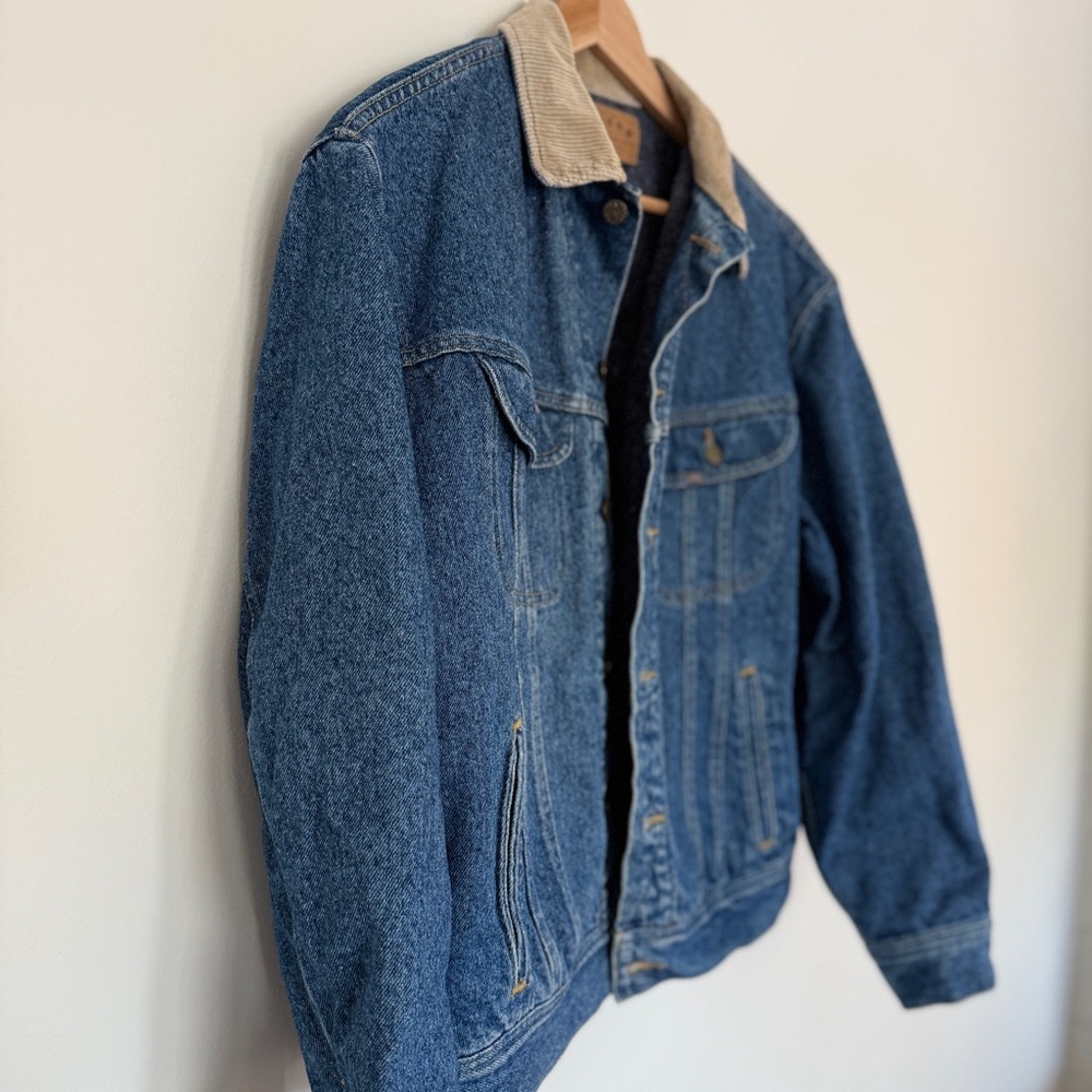 Riders by Lee Blue Denim Jacket with Tan Corduroy Collar size Large - Picture 8 of 14